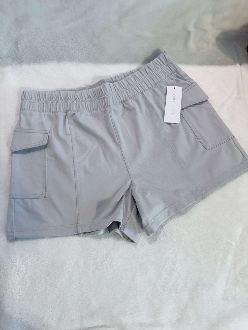 Yogalicious Light Gray Cargo Athletic Shorts
